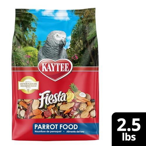 Kaytee Fiesta Parrot Food for Large Birds, 2.5 Pounds | Fun feeding. Bird food with fruits, veggies, grains. Bird seeds, shapes and textures for natural foraging - size: 2.5 Pound (Pack of 1)
