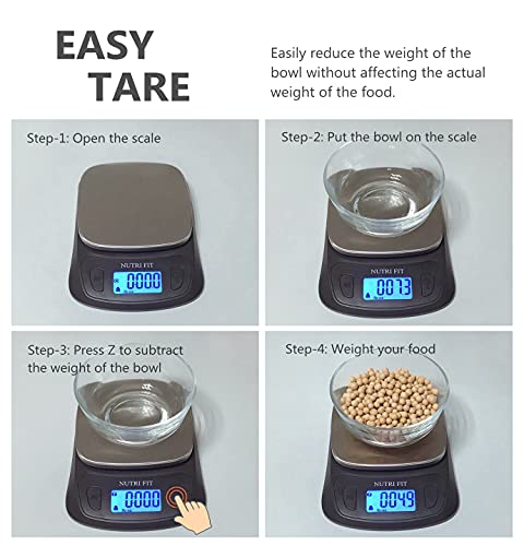 Kitchen Scales Digital Food Scale Cooking in Grams & Ounces Black | Stainless Steel, Max 11lb 1g Increment, Backlit LCD Screen, Baking Food Weight Scale for Sourdough Bread, Include Battery - color: Black