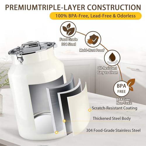 Dog-Cat Food Storage Container 45 lb/48 Qt, Large Stainless Steel Pet Food Bin with Airtight Lid & Scoop Included, Durable 304 Metal Storage for Dogs & Cats - size: 48Qt
