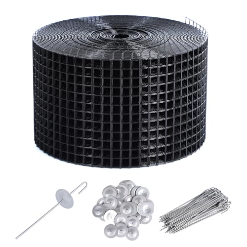 Solar Panel Bird Guard Kit, 6in x 100ft PVC Coated Heavy Duty Steel Mesh with 60 PCS Clips, Pigeon & Squirrel Critter Guard, Roof Protection Net, Rodent Prevention System for Solar Panels