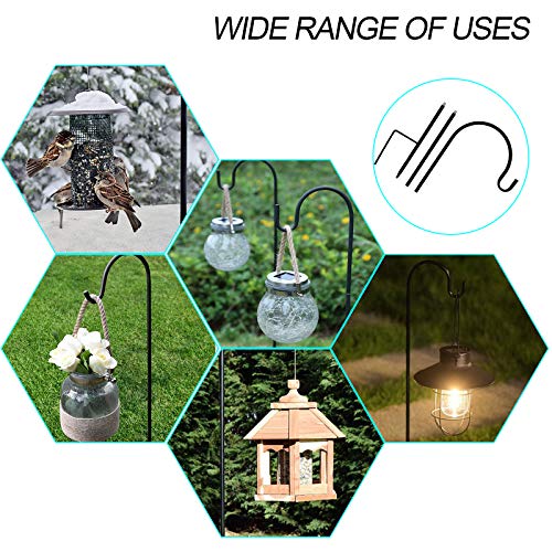2 Pack 35 inch Shepherd Hook for Outdoor | Hanging Solar Light, Bird Feeders, Lanterns, Mason Jars, Garden Stake and Wedding Decor, Black