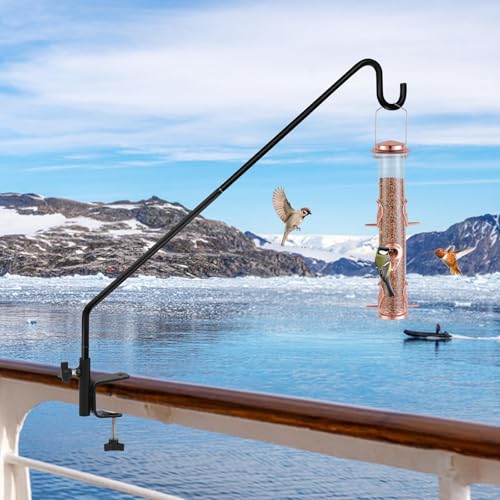 ERYTLLY 2 Packs 3 Inch Clamp 28" Long Deck Hook Wall Pole Wall ounted Deck Hook Extensible and Adjustable Wal!Bracket for Hanging Bird Feeder,Plants,Wind Chimes - size: Deck Hook - 28 Inch - 2 Packs