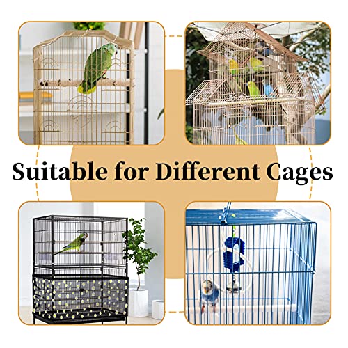 Daoeny Large Bird Cage Cover, Bird Cage Seed Catcher, Adjustable Soft Nylon Mesh Net with Daisy Pattern, Birdcage Cover Skirt Seed Guard for Parrot Parakeet Macaw Round Square Cages (Black) - color: Black, Daisy Design