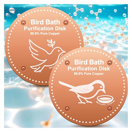 OICEME Bird Bath Purification Disc Pure Copper Outside Winter Solar Power Birdbath Disk Heater Deicer Cage Hanging Bowl Metal Warmer Railing Glass Concrete Ceramic Stone Stand Outdoor Fountain Station - color: Copper 2PCS Birds