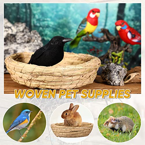 Patelai 4 Pcs Bird Nest Handmade Woven Flat Base Dove Bird House Breeding Nest Small Animal Cage Accessories for Pigeon Parrot Budgie Parakeet Cockatiel Hamster Gerbil Pig(8.66 Inch) - size: 8.66 Inch