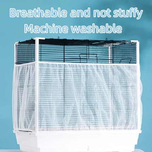 Bird Cage Seed Catcher, Suitable for Ranging from 39 to 71 Inches, Stretchy Form Fitting Mesh Skirt Cover for Parrot Enclosures, Parakeet Cage, Bird Cage Accessories, Small Bird Cage