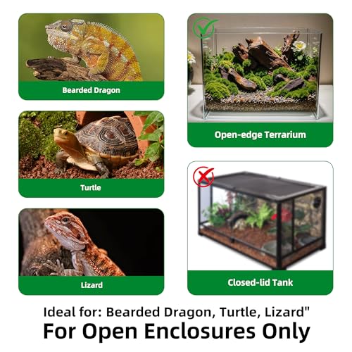 Reptile Heat Lamp Holder with Clamp, Ceramic Heat Emitter Fixture, Gooseneck for Terrarium, Lizard, Turtle, Bearded Dragon, 360-Degree Rotary Arm, High-Temperature Resistant, Maximum Load: 500W