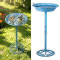 WANGIRO 12" Freestanding Metal Bird Bath & Feeder Magnetic Dragonfly Blue | Rust-Proof Metal, Sturdy Base with 3 Ground Stakes, 2-in-1 Bath & Feeder, Easy Clean, Gift for Garden Patio Lawn Backyard