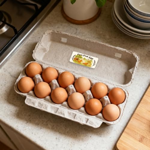 160 Pcs Farm Fresh Eggs Carton Labels, 4 x 2 in Rectangular Retro Font Chicken Unwashed Eggs Labels Self-Adhesive Egg Packaging Stickers for Chicken Egg Box Container Farm Supplies