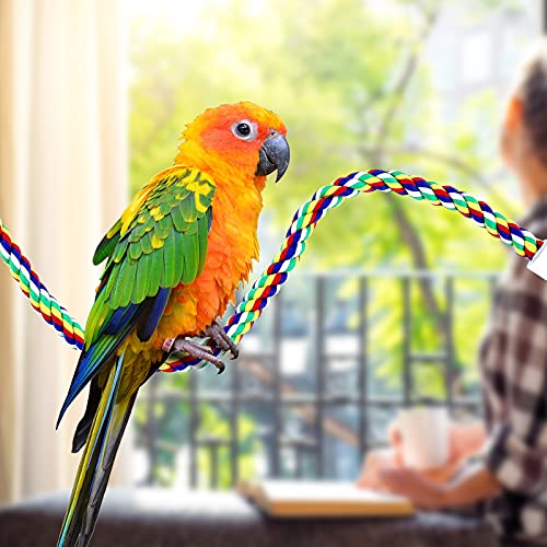 Weewooday 2 Pcs Bird Rope Perches Climbing Rope Bird Cage Accessories for Parrots, Parakeets, Cockatiels, Conures(31.5 Inch) - size: 31.5 Inch