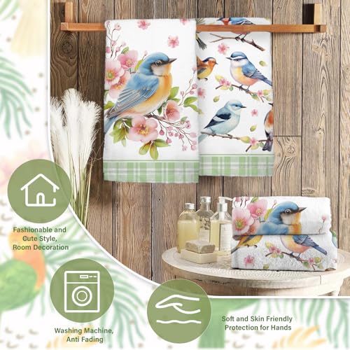 Bird Kitchen Towels, Floral Spring Kitchen Bathroom Dish Towels, 2-Pack, 18x26 Inch, Multicolor, Polyester - color: Floral Bird-2