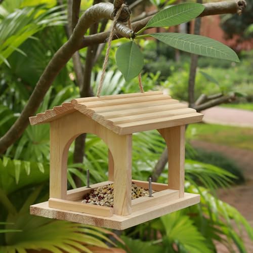 Wooden Bird Feeder Hanging Apples and Oranges Jelly Oriole Bird Feeder Garden Yard Decorations for Finches Cardinals Chickadees & Sparrows Watching Outdoor