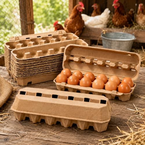 15 Pack Egg Cartons Cheap Bulk, 12 Count Egg Storage Containers Holder, Sturdy Natural Pulp Material Perfect for Storing Extra Eggs - color: 12 Count, 15 Pack