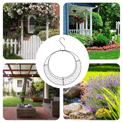 Bird Nesting Material Holder | Moon Shaped Flower Display Basket | Wire Bird Nesting Material Holder Cage,for Home Living Room Outdoor Balcony Garden Patio Terrace Porch