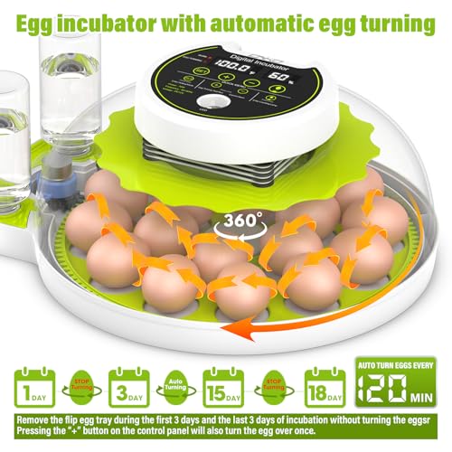 Egg Incubator with Automatic Egg Turning and Humidity Control, Chicken Incubators for Hatching Eggs, Holds 18 Eggs Encabulator for Chicken, Suitable for Hatching Chickens, Quails, Ducks,Parrots,Geese