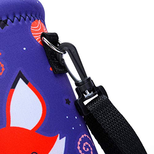 AMARY 500ML Neoprene Water Bottle Carrier Bag with Adjustable Shoulder Strap,Insulated Water Bottle Cover for Stainless Steel/Glass/Plastic Bottles 16.9OZ (Fox) - color: Fox