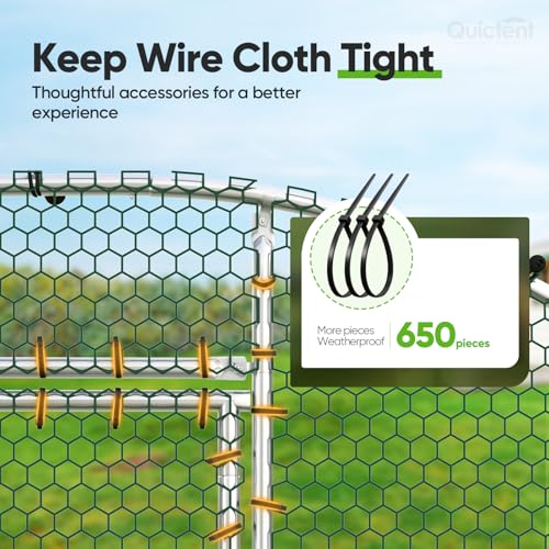 Quictent Essential Series 24x9ft Metal Chicken Coop Run w/Climbing Ladder | Walk-in Outdoor Poultry Cage with PVC Coated Chicken Wire, Hen Duck Rabbit Farm House, Waterproof Anti-UV Cover - size: 24x9ft