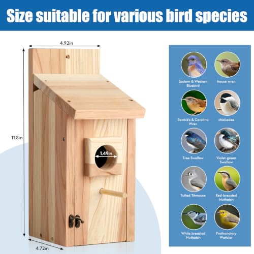 6 Pack Bird Houses for Outside - Wooden Bird Houses with Perch Design, Bluebird Nesting Box for Wren Chickadee Finch, Outdoor Birdhouse for Garden Yard (6)