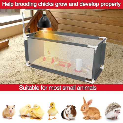 Chicken Brooder Box Starter Kit, 10.6 ft³ Indoor Brooder for Chicks, Ducklings & Quail, Stainless Steel Frame, Waterproof Oxford, 75W Heat Lamp, Feeder, Waterer & Perch, 47.2"x19.7"x19.7" - color: Set2-Grey