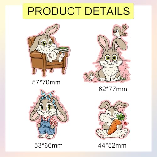 GLOBLELAND Easter Cartoon Rabbits Clear Stamps and Cutting Dies Set for Card Making Funny Bunny Silicone Transparent Stamp Easter Die Cuts for DIY Scrapbooking Embossing Photo Album - style: Cartoon Rabbits