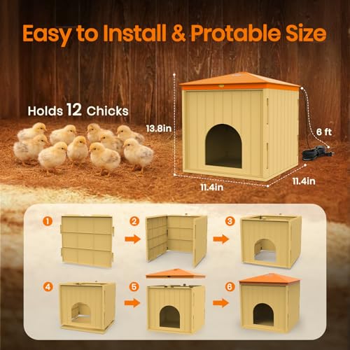 Smart Chicks Coop Heater,2026 Upgraded Chick Heater with Auto Temperature Controllers & Heat Circulating Fan, Winter Brooder House for Chicks,UL-Compliant,Safe for Bird,Little Animal