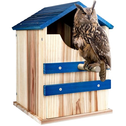 Screech Owl House, Large Handmade Wooden Owl Boxes for Outside with Mounting Screws, 14" x 10" x 10" Easy Assembly Required Nesting Box for Outdoors, Cozy House for Lovely Birds