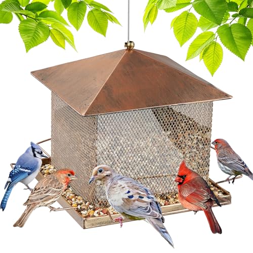 Bird Feeder, Heavy Duty Metal Bird Feeders for Outdoor Hanging | Waterproof Snowproof, 9LB Large Capacity, Easy to Fill and Clean, Wild Birdfeeder, for Garden Yard Outside Backyard - size: Square, 9 pounds