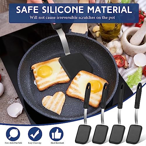 Gejoy 4 Pcs Silicone Cookie Spatula Turner Mini Brownie Spatula Flexible Silicone Spatulas Nonstick Cookware Heat Resistant No Scratch Flipper Baking Utensils for Egg Pancake(Black) - color: Black