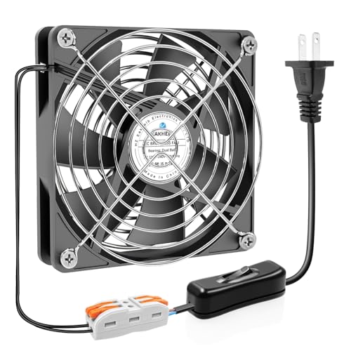 140mm EC Fan, 140x140x25mm EC Axial Fan, Dual Ball Bearing,AC 110V 120V 220V 240V Cooling Fan,with AC ON/Off Switch Cable,for DIY Cooling,Case, Cabinet,Exhaust Projects - size: 140mmx25mm Axial