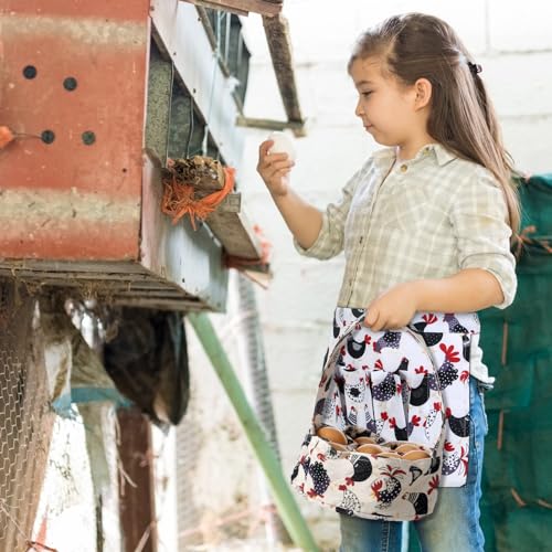 3 Pcs Egg Collecting Apron and Gathering Basket Adult 12 Pockets and Child 3 Pockets for Chicken Goose Eggs - style: Lovely