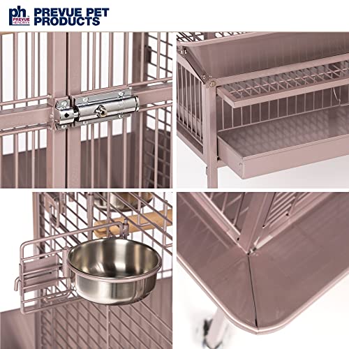 Prevue Pet Products Playtop Bird Cage - Medium Cage with Wheels for Parrots, Conures, Cockatiels, & Similarly Sized Birds, with Rolling Stand and Seed Guard - Blush Finish | Medium Cage with Wheels for Parrots, Conures, Cockatiels, & Similarly Sized Birds