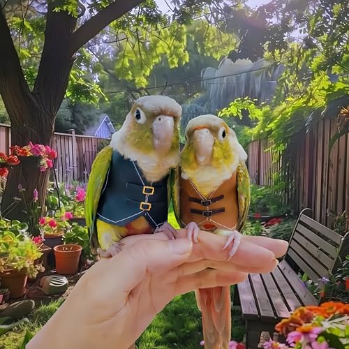 Bird Clothes, Parrot Leather Jacket, Cute Bird Costume Cosplay Photo Prop, Parrot Apparel for Eclectus, Budgerigar, African Greys Parakeet, Conure, Cockatiel, Love Birds-Cowboy Style,Blue,M - color: Blue, size: Medium