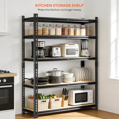 5 Tier Garage Shelving, Adjustable Heavy Duty Garage Shelves | 72 "H Metal Storage Shelves Unit for Basement,Warehouse,Pantry Kitchen - size: 72*40*18