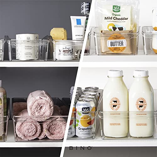 BINO | Plastic Storage Bins, Large | THE CURVE COLLECTION | Multi-Use Fridge / Freezer Organizer | Built-In Handle | BPA-Free | Pantry and Home Organization - size: Large