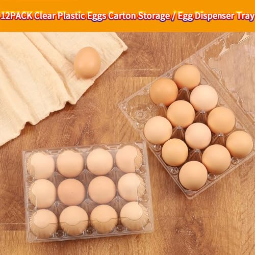 12 Packs Egg Cartons 4x3 Plastic Egg Carton Cheap Bulk 1 Dozen - size: Holds 12 eggs-12Pack