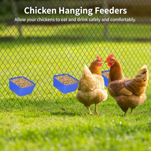 20 Pcs Cage Cups 16 oz Chicken Feeder Waterer Birds Feeders Hanging Bunny Cage Feeder Chicken Water Bowl Feeding Seed Bowl for Pet Parrot Rooster Parakeet Gamefowl Poultry Pigeon Wire Cage - color: blue