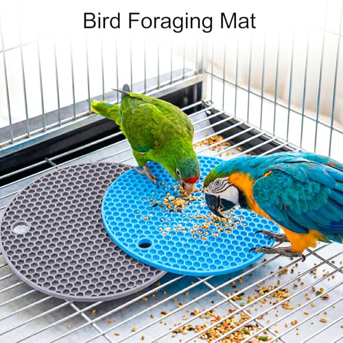 2 Pcs Bird Foraging Toys, Bird Slow Feeder Mats | Silicone Slow Feeder Puzzle for Parakeets Cockatiels Conures, Bird Foraging Mat, Bird Toys for Parakeets