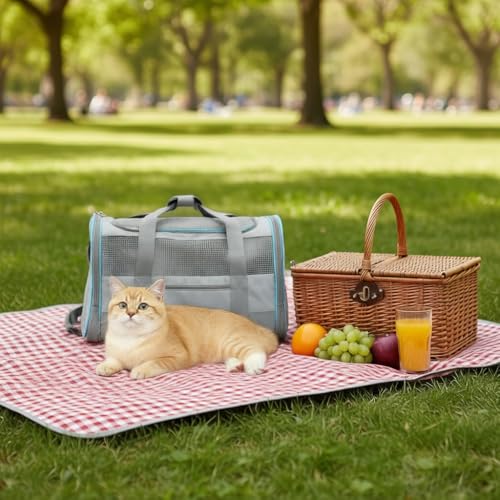 Cat Carrier Pet Dog Carrier Airline Approved for Puppy Cat Carrier Under 15 lbs, Collapsible Soft Sided Airline Approved Cat Carriers, Grey - color: Grey