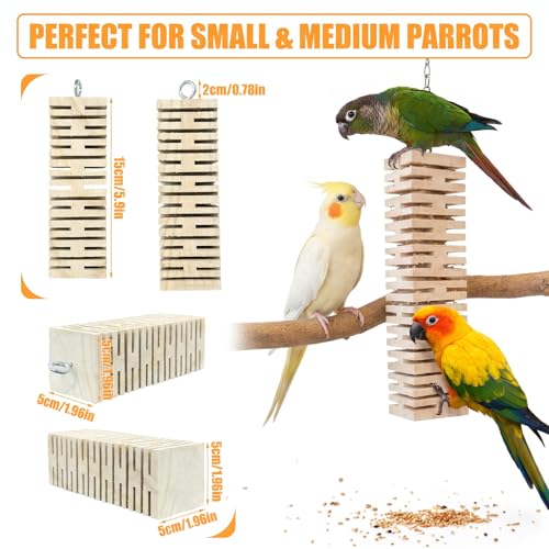 Balsa Slot Canyon Chipper Bird Foraging Toy - Natural Soft Balsa Wood Shredder for Green Cheek Conures, Cockatiels & Small Parrots - Interactive Destructible Chew Toy (1pc) - size: 1pc
