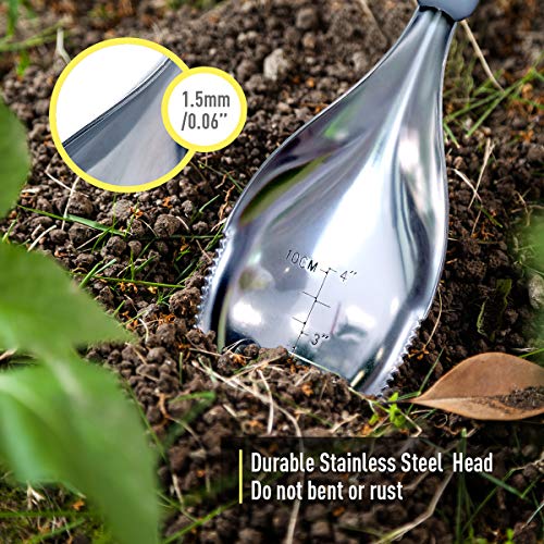 2Pack Garden Trowel, Stainless Steel Hand Shovel with Ergonomic Handle, Multi-Use Soil Scoops for Digging, Planting, Transplanting, Cultivating(Blue) - color: blue