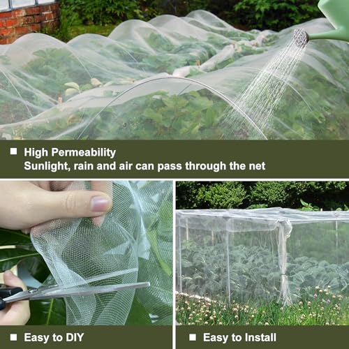 Rohuis Garden Netting Pest Barrier, 10x50 FT Ultra Fine Mesh Insect Netting | Plant Row Cover for Raised Beds, Vegetables, Blueberry Bushes and Fruit Trees,Use for Greenhouse,Seedlings,Porch and Balcony