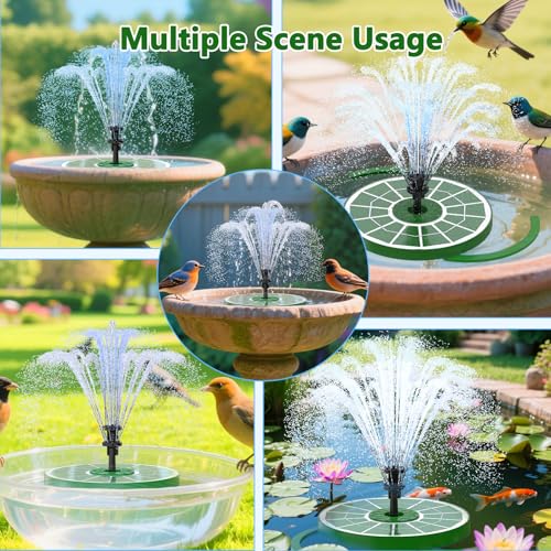 AISITIN 3.5W Solar Fountain for Bird Bath with 3 Anti-Drift Fixed Bracket | Solar Glass Panel, Windmill 8 Nozzles, Attract Bird, Solar Bird Bath Fountain for Garden, Fish Tank, Courtyard, Water Feature - color: Green
