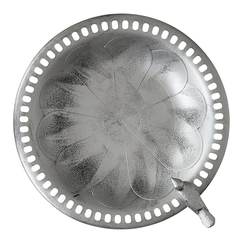 Outdoor Garden Bird Bath - Silver - Weather Resistant Polyresin - 30 Inch - Backyard Expressions