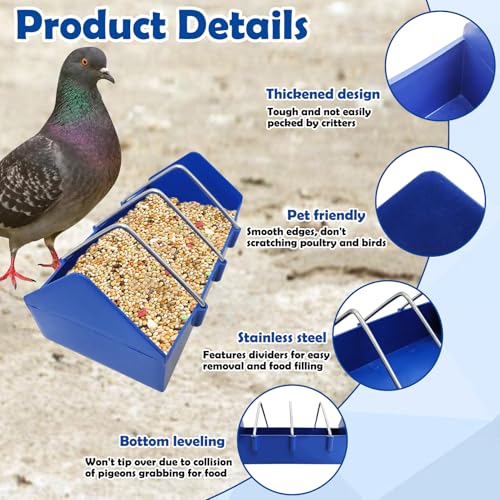 Hamiledyi 2 Pack Pigeon Feeder, Bird Dispenser Slot Container, Thick Durable Slot Container Feeding, Removable Steel Wire Partition for Pigeons Quails Birds Chicks Ducklings(Length: 8") - size: M:8 x 4 x 3 inches