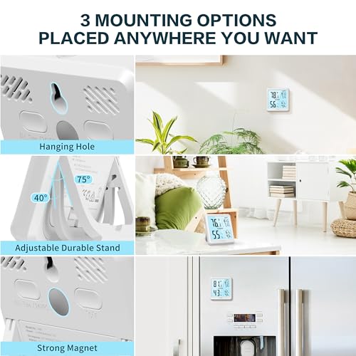 DOQAUS Digital Hygrometer Indoor Thermometer Humidity Meter with Backlight | 3s Fast Refresh, 3.05in Digital Temperature Humidity Monitor with Max Min Records for Home, Bedroom, Baby Room, Greenhouse