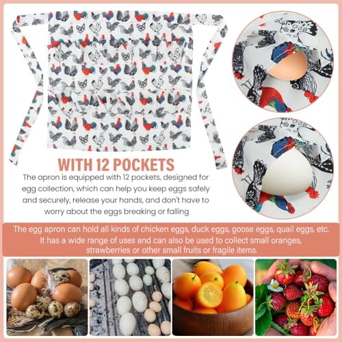 Egg Collecting Apron for Eggs, Egg Apron with 12 Deep Pockets, Gathering Holding Farmhouse Fresh Eggs for Chicken Hen Duck Goose, Housewife Farmhouse Kitchen Restaurant Parent-Child Activities