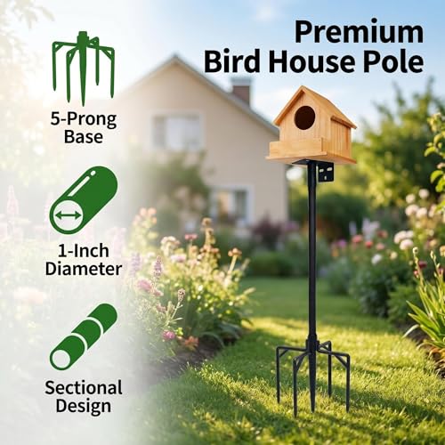 78 Inch Birds House Poles Mount Kit Pole Adjustable Heavy Duty Stand with Strong Base,Suitable for Various Types Bird House（NOT Included Bird House）