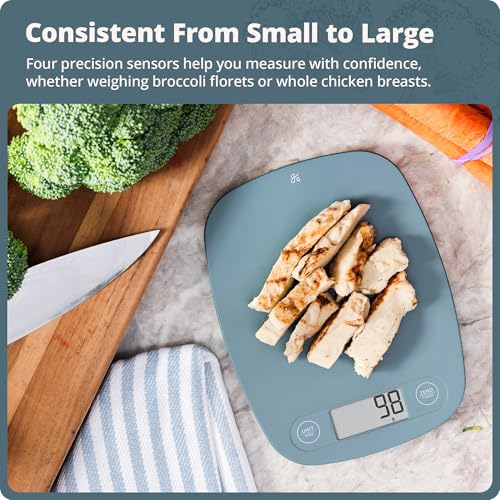 Greater Goods Food Scale, Slim & Compact Build, 1g Precision (Stone Blue) | Digital Kitchen Scale for Cooking, Meal Prep & Portion Control, Tare, Auto Shut-Off, g/oz/lb/ml Conversion & Calorie Tracking - color: Stone Blue