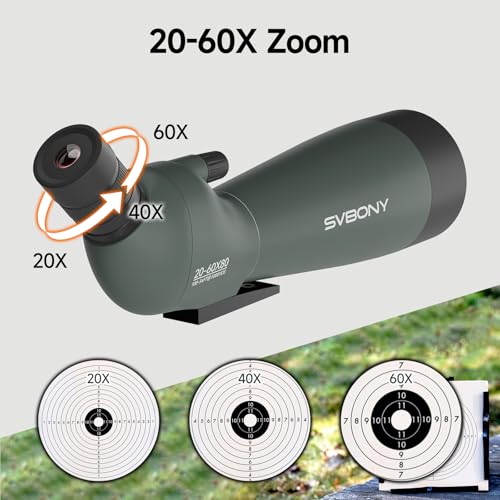 SVBONY SV28 New Version Spotting Scope, 20-60x80mm for Target Shooting, HD | FMC Coating, Long Range Spotter Scope, Shooting Range, with Phone Adapter & Tripod, for Bird Watching, Wildlife Viewing - style: 20-60x80