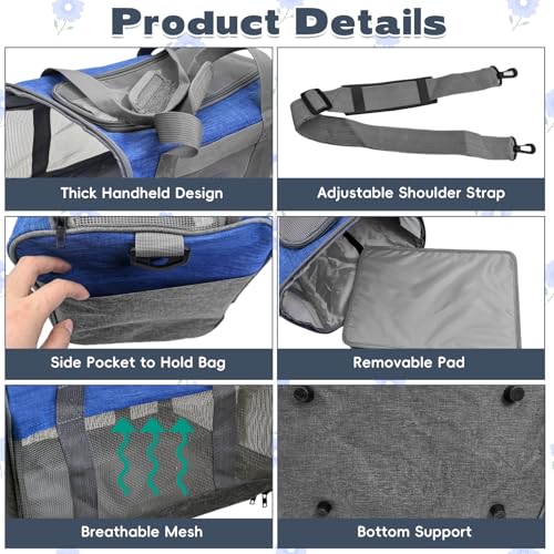 PINVNBY Bunny Carrier for Travel Camping Outdoor, Small Pet Carrier, Guinea Pig Carrier, Breathable Pet Portable Hand Bag for Hamster Rabbit Guinea Pig (Blue & Gray) - color: Blue & Gray